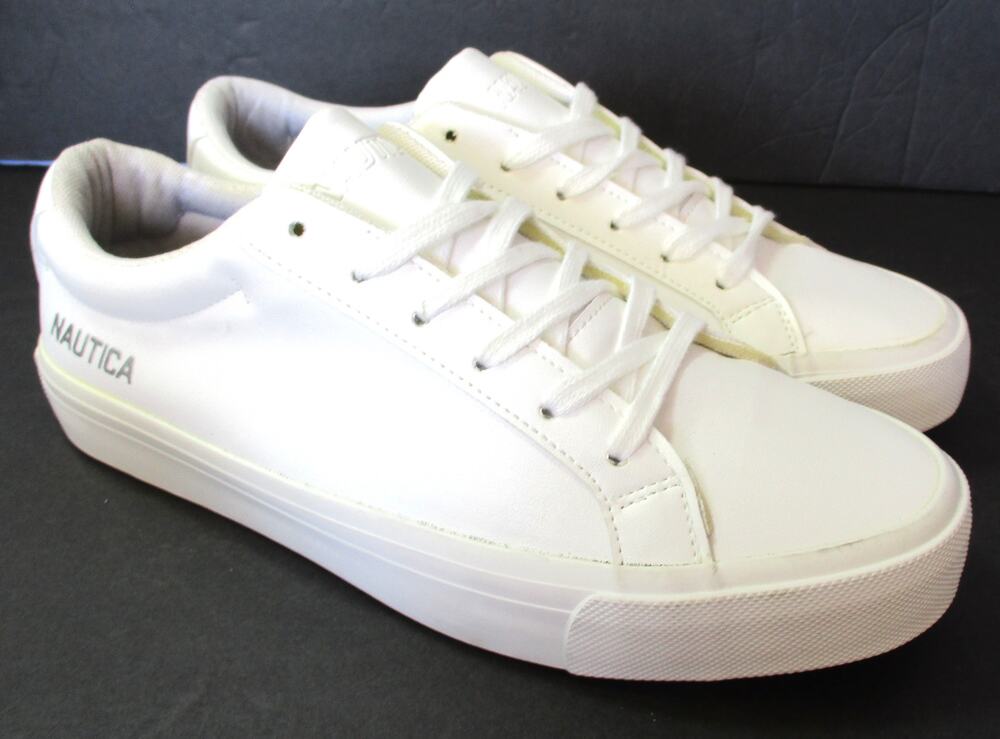 New NAUTICA Houghton White Faux Leather Men's 9 Deck Shoes Sneakers